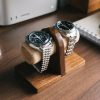 Walnut Watch Stand: Handmade 2 Watch Display, Personalized Gift, Bracelet Holder, Timestand M