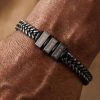 Personalized Black Bracelet for Men, Custom Name Jewelry, Engraved Chain Bracelet