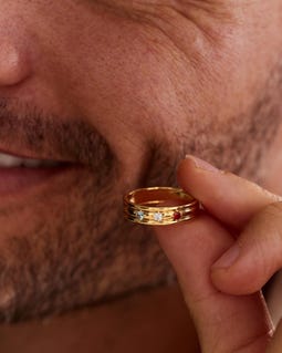 Custom Family Birthstone Ring for Men, Personalized Dad Ring, Gold Finish Birthstone Band, Father's Day Gift for Dad or Husband