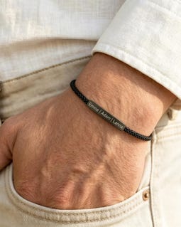 Custom Men's Black Bracelet, Personalized Gift For Dad, Engraved Jewelry For Men, Name Necklace, Kids Name Bracelet,Husband Gift,Christmas