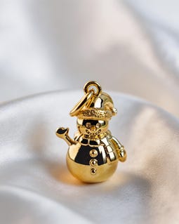 18K Gold Christmas Snowman Pendant Necklace, Dainty Winter Festive Charm, Holiday Jewelry Gift for Mom Grandma Daughter Her, X'mas Gift