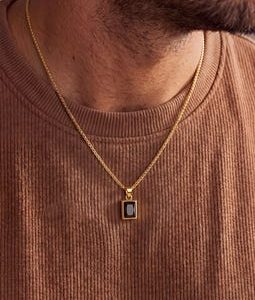 Men's Birthstone Necklace, Black Onyx Pendant Necklace, Birthstone Necklace for Men, Personalized Gemstone Jewelry, Christmas Gift for Him